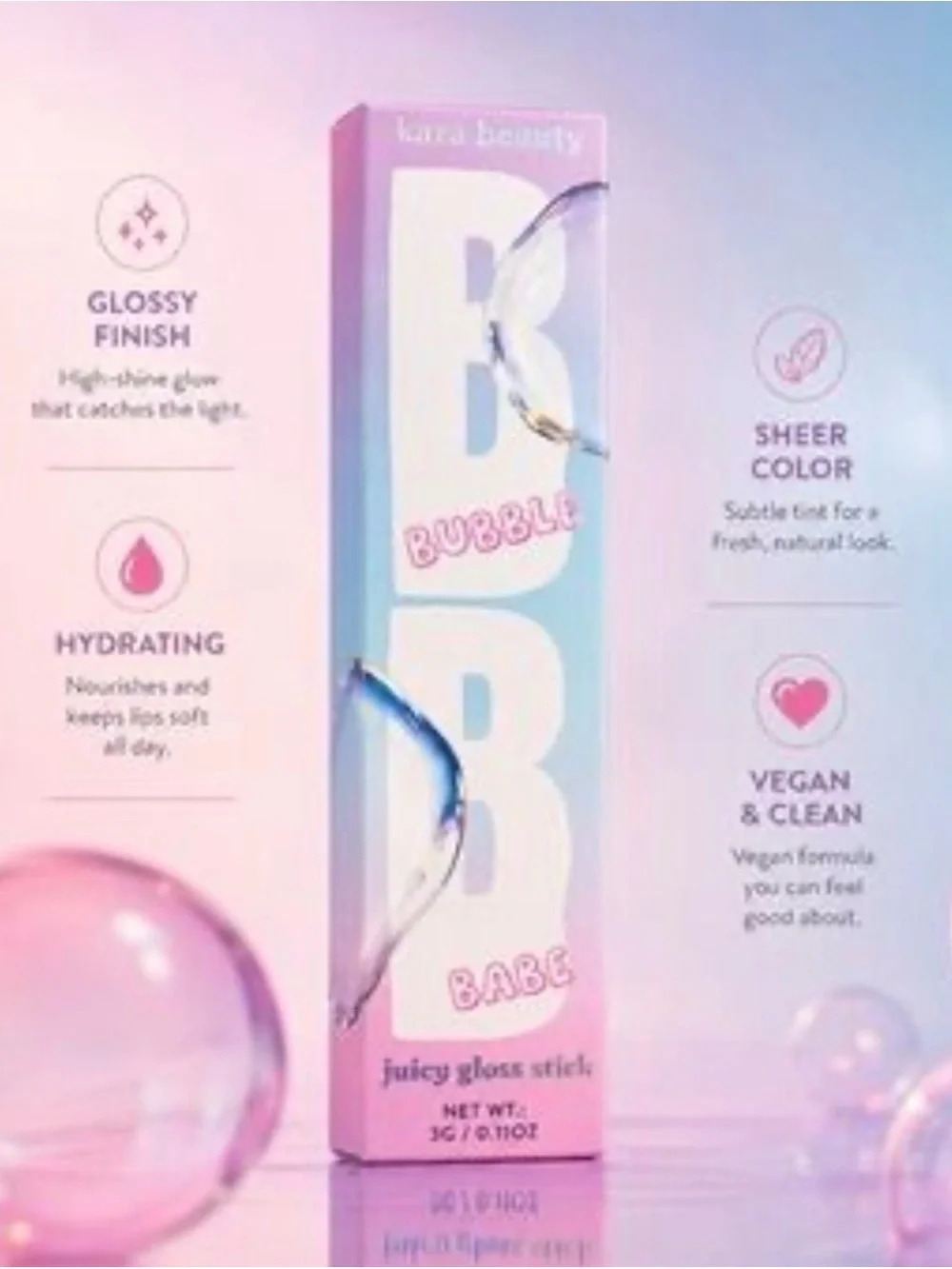 NWT Kara Beauty Black Pro Liner - Bubble Babe Juicy Lip Gloss & Be Jawsome Mask